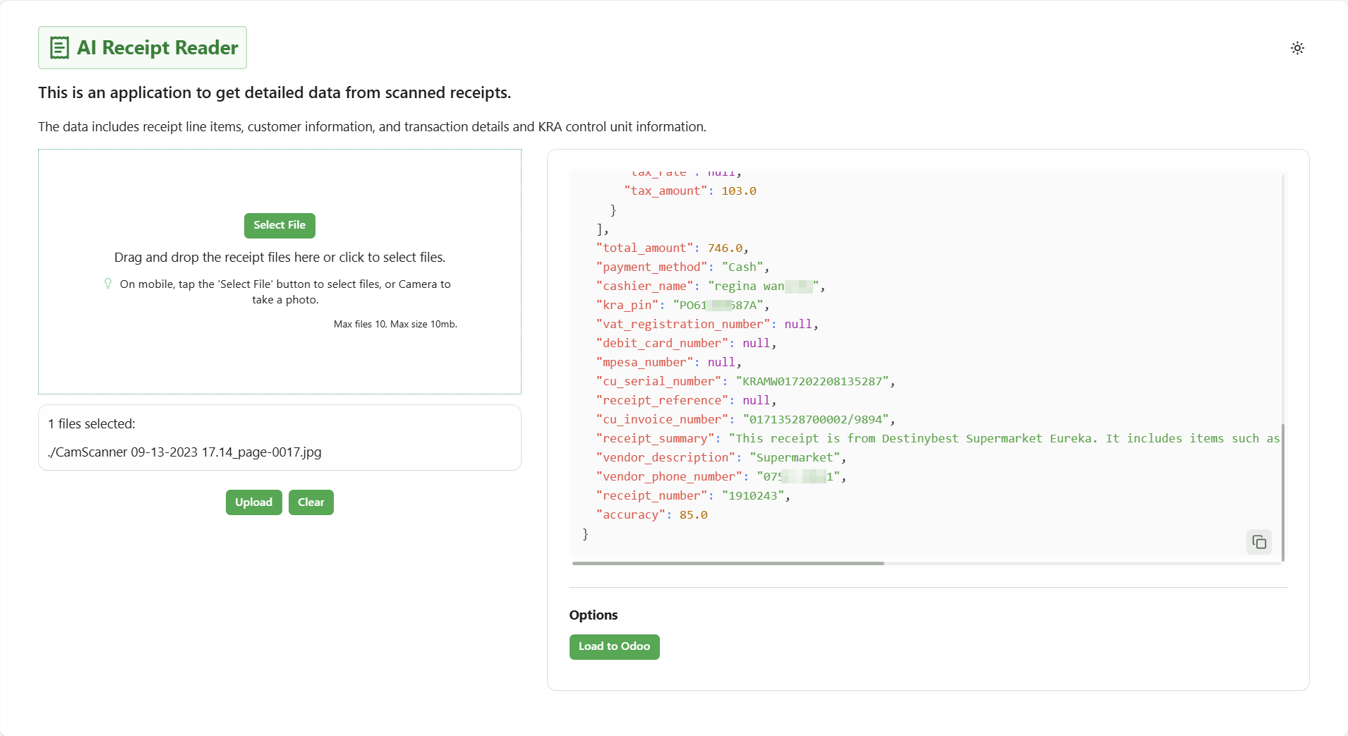 AI Receipt Reader screenshot